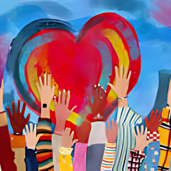 Hands on a heart painted